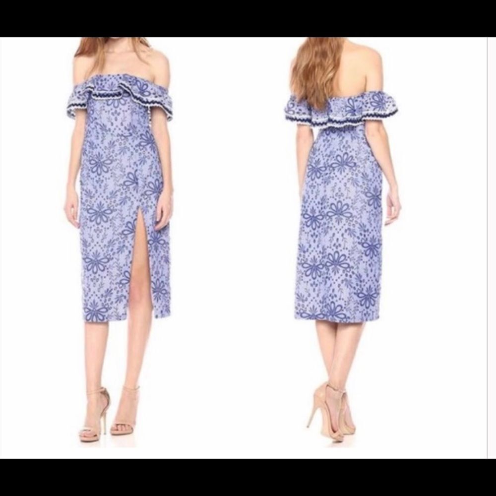 Red Carter blue eye let off the shoulder dress M